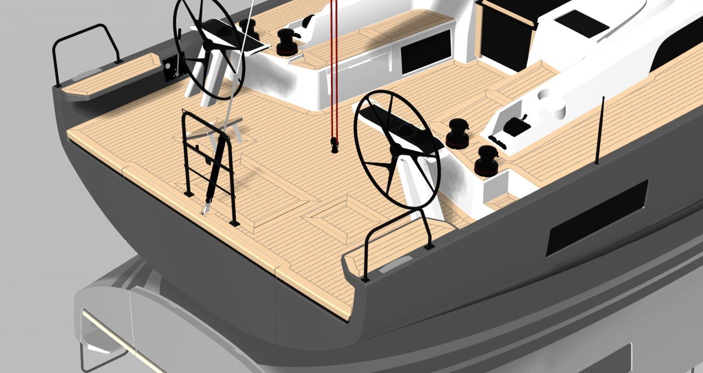 Solaris 44 2026 kuip bovenaanzicht dubbel roer rendering