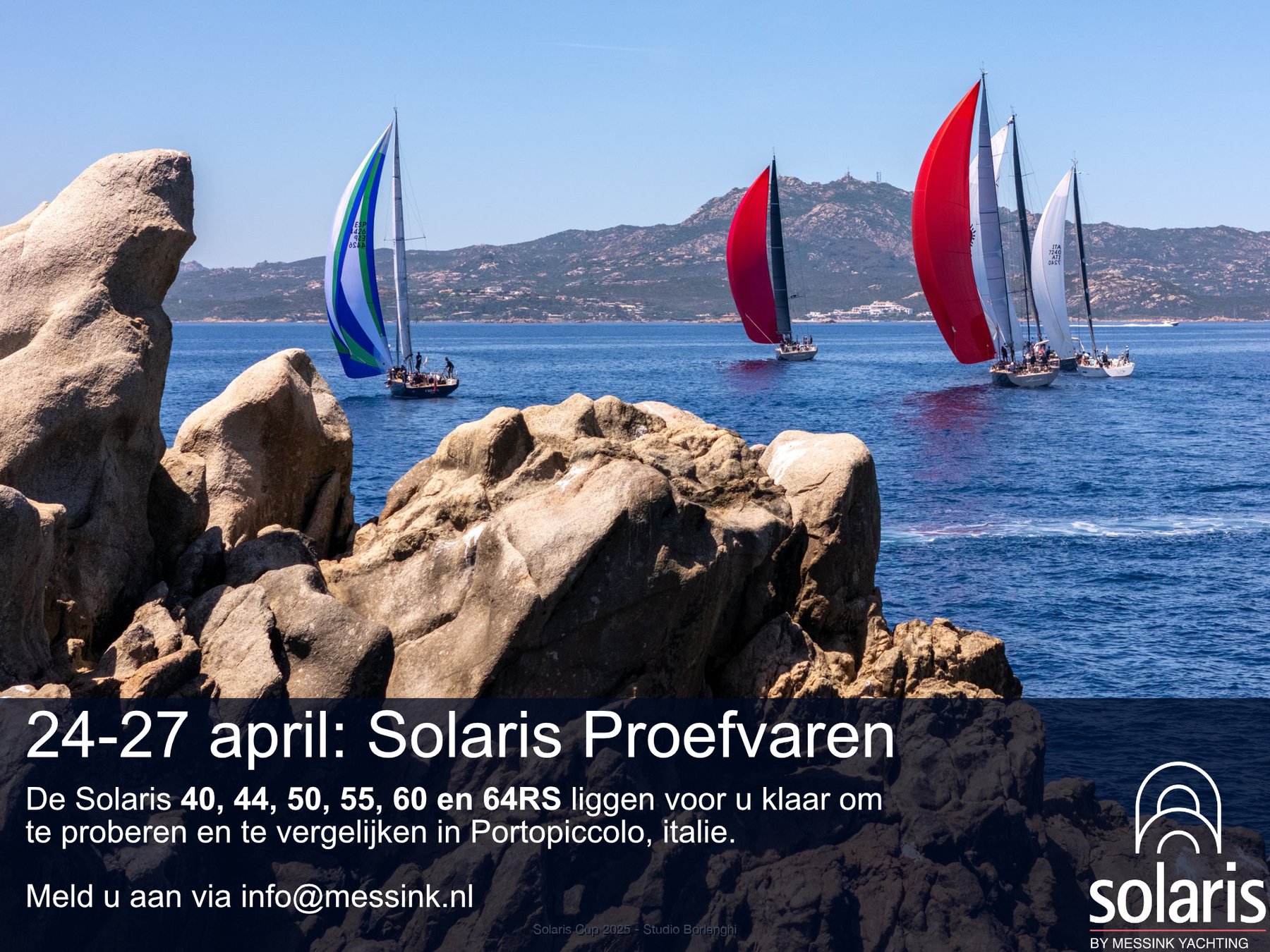 Solaris proefvaardagen Portopiccolo 24-27 april 2026 — modellen 40, 44, 50, 55, 60 en 64RS | Messink Yachting